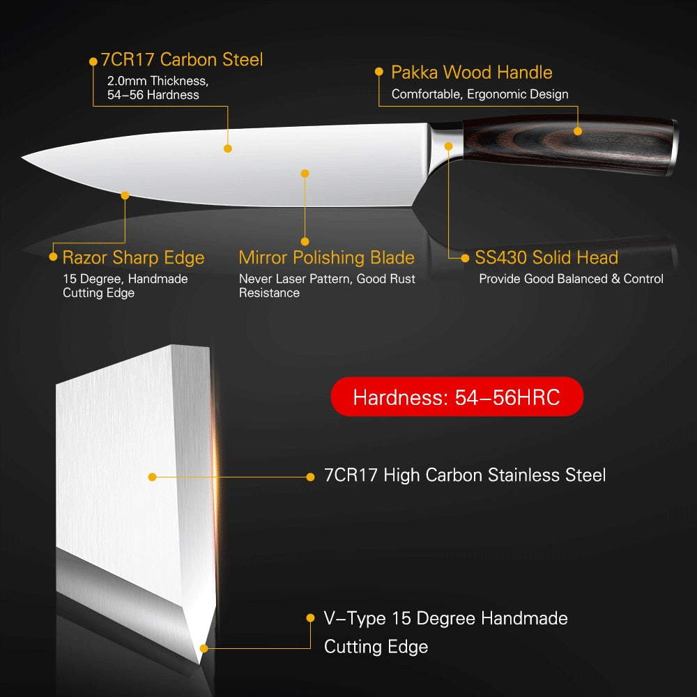 Professional High Quality Kitchen Knife 7CR17 Japanese Chef Knives